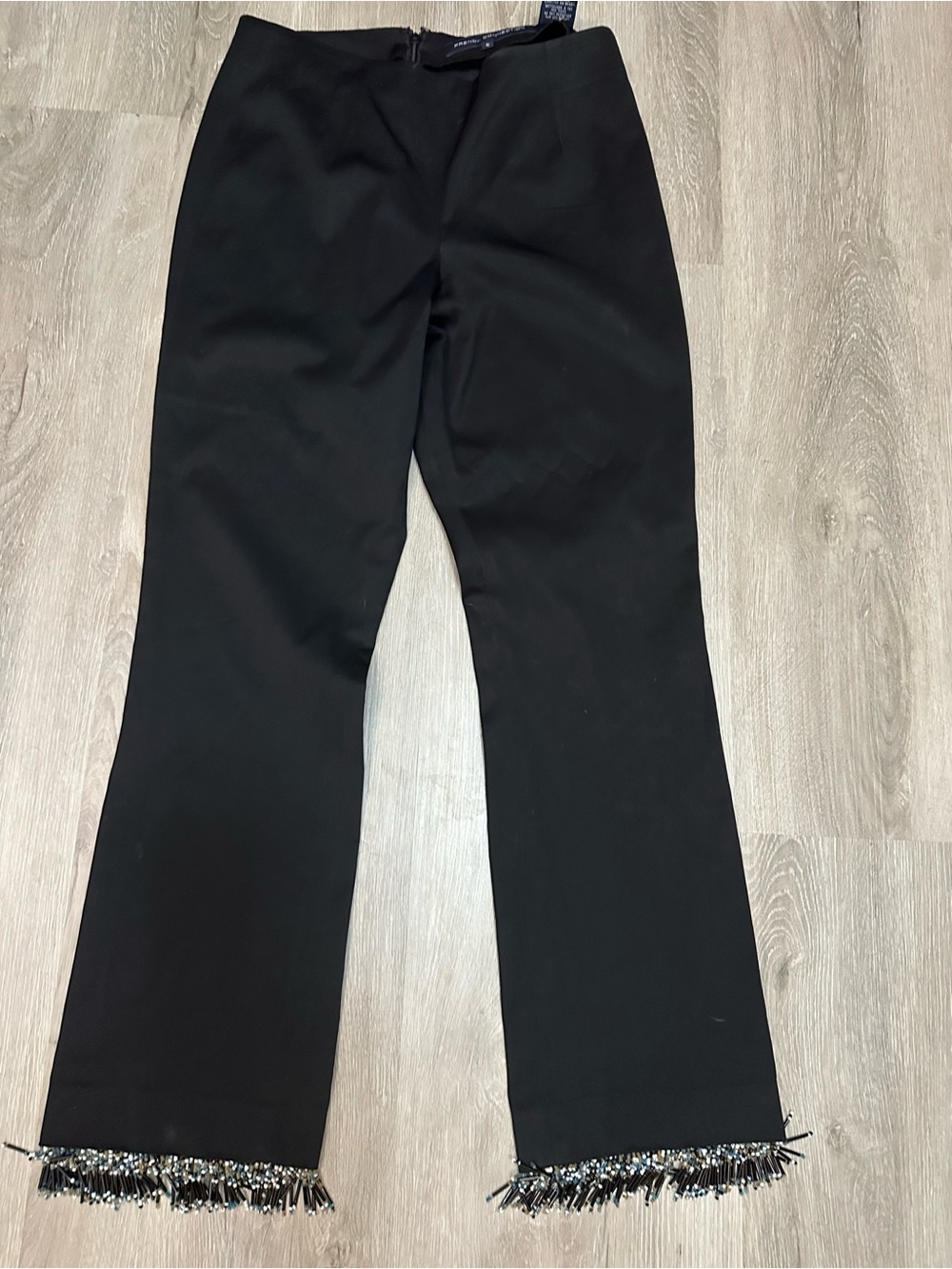 French Connection Black Fringe Hem Capris